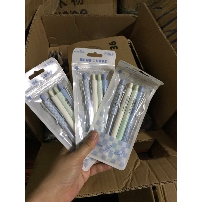 Set 4 bút Gel hiệu MURA  bản BLUE LOVE
