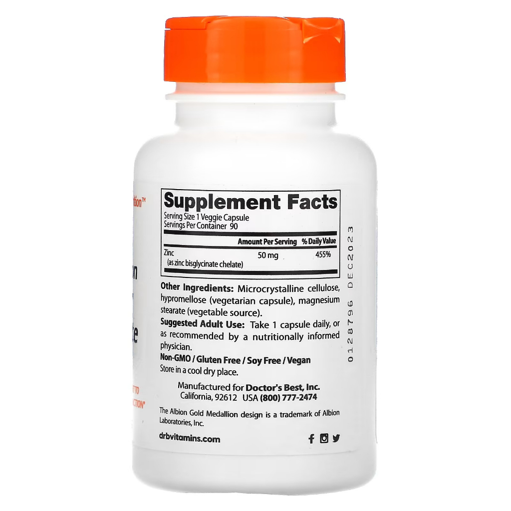 Doctor Best Viên Uống bổ sung Zinc Bisglycinate 90 viên