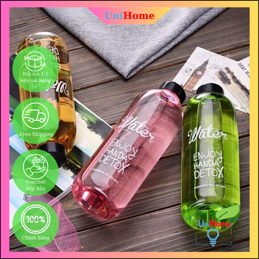 Bình nước Detox đẹp Water Pongdang" 1000/600 ml - Kèm 1 Túi Vải - UniHome