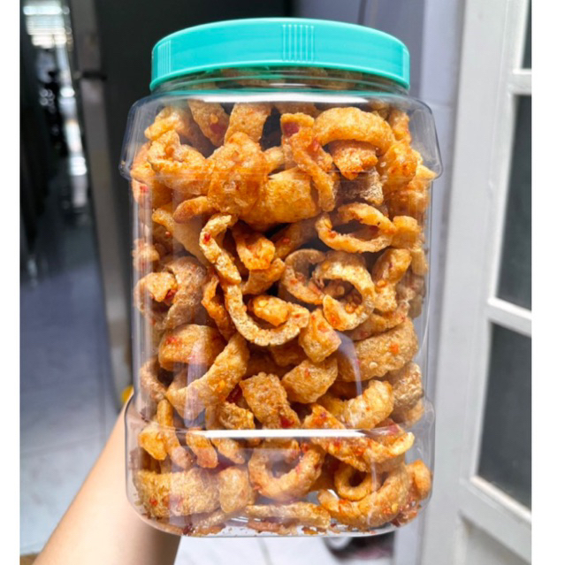 Hộp 500g Da heo sấy giòn sốt nước mắm tỏi ớt