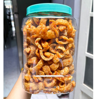 Hộp 500g Da heo sấy giòn sốt nước mắm tỏi ớt