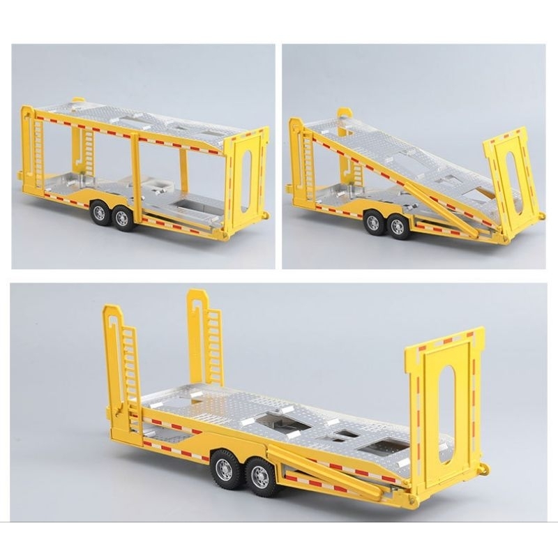 Mô hình xe tải MEC kéo romooc chở xe hợp kim 1:24