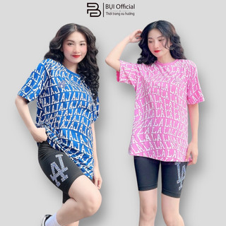 Áo thun cao cấp form rộng thương hiệu MLB logo LA Monogram Unisex
