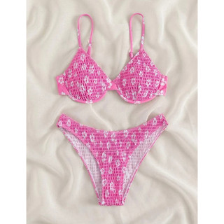 𝒫𝑒𝒶𝒸𝒽𝓎 𝒷𝒾𝓀𝒾𝓃𝒾 - bộ bikini nữ thêu smock hoa dễ thương 086