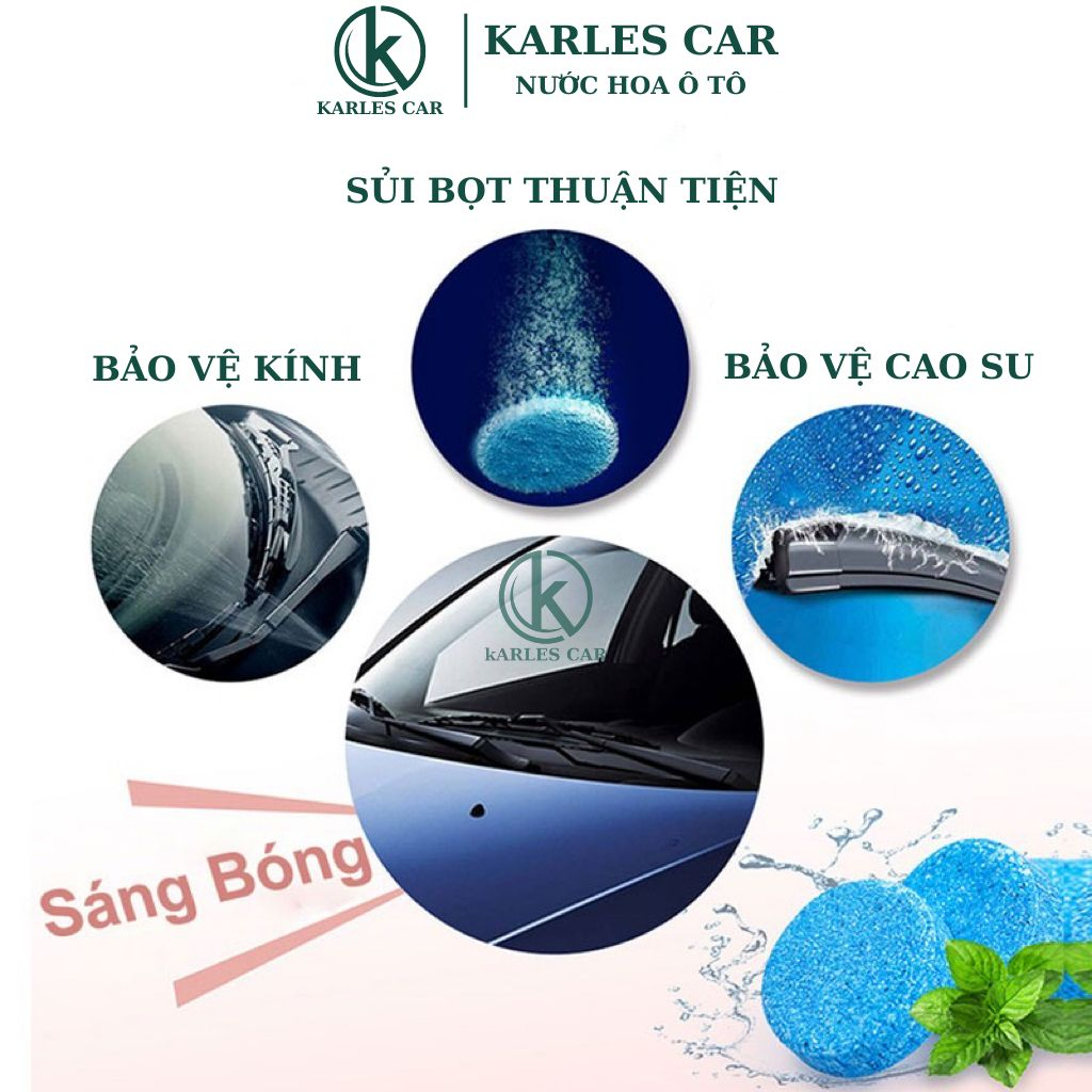Viên Sủi Rửa Kính Xe Ô Tô, Viên Nén Pha Nước Rửa Kính Oto