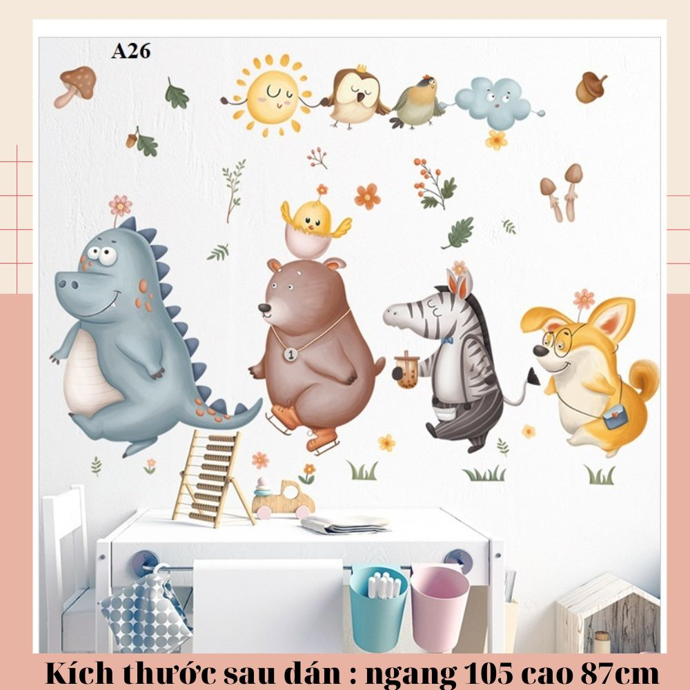 Decal dán tường đàn thú A26 - Decal dán tường Hàn Quốc