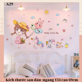 Decal dán tường Bé gái A29 - Decal dán tường Hàn Quốc