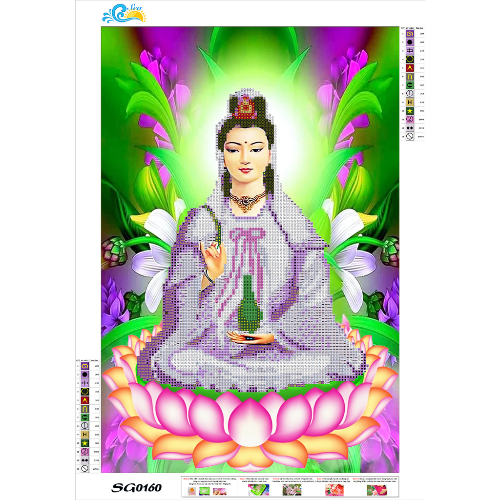 [Mới] tranh đính đá phật 35x50