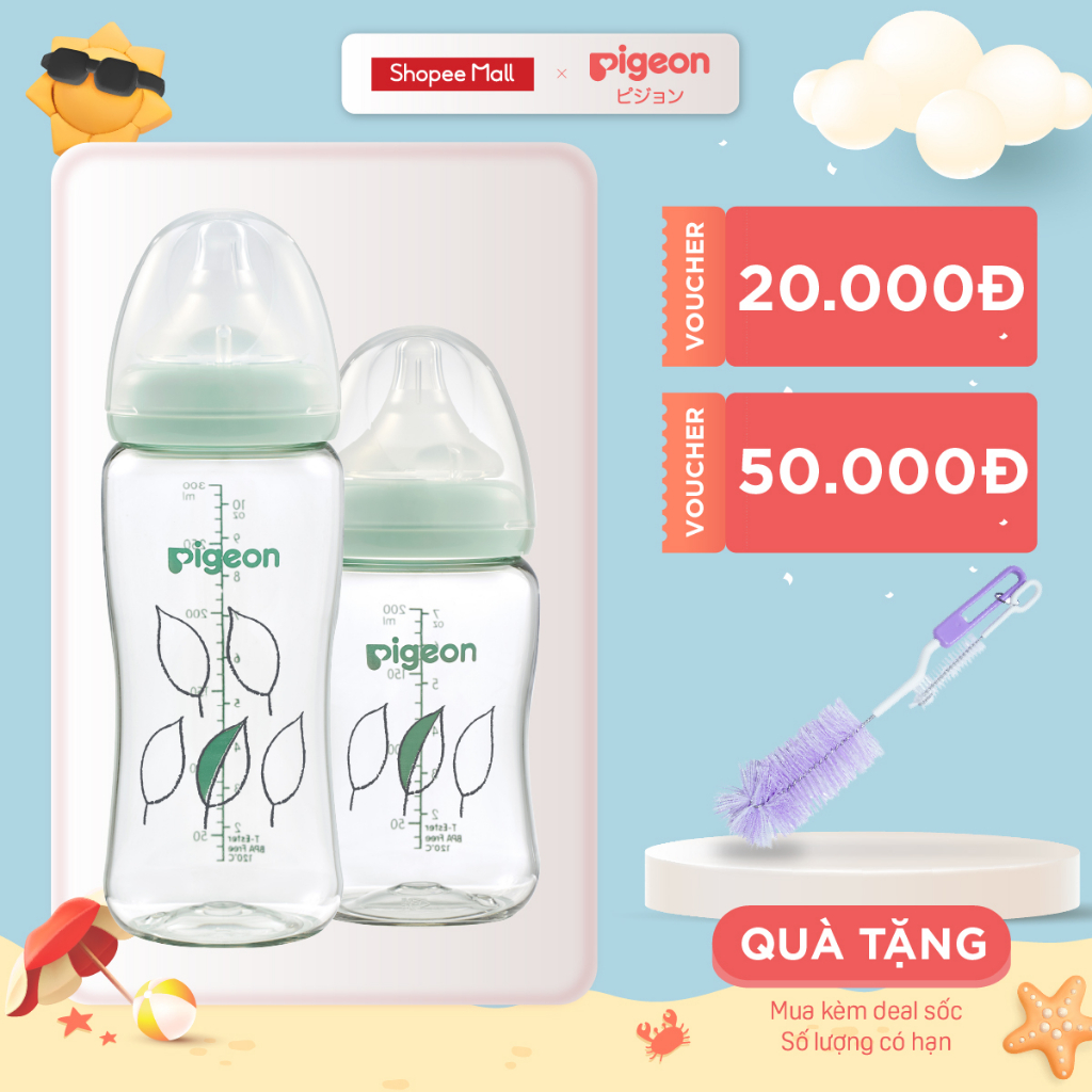 Bình sữa Pigeon T-Ester Plus – Chiếc lá 200ml/300ml