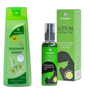 Combo Lotion150ml và dầu gội xả Bưởi 400ml Thorakao kích thích mọc tóc, giảm rụng tóc