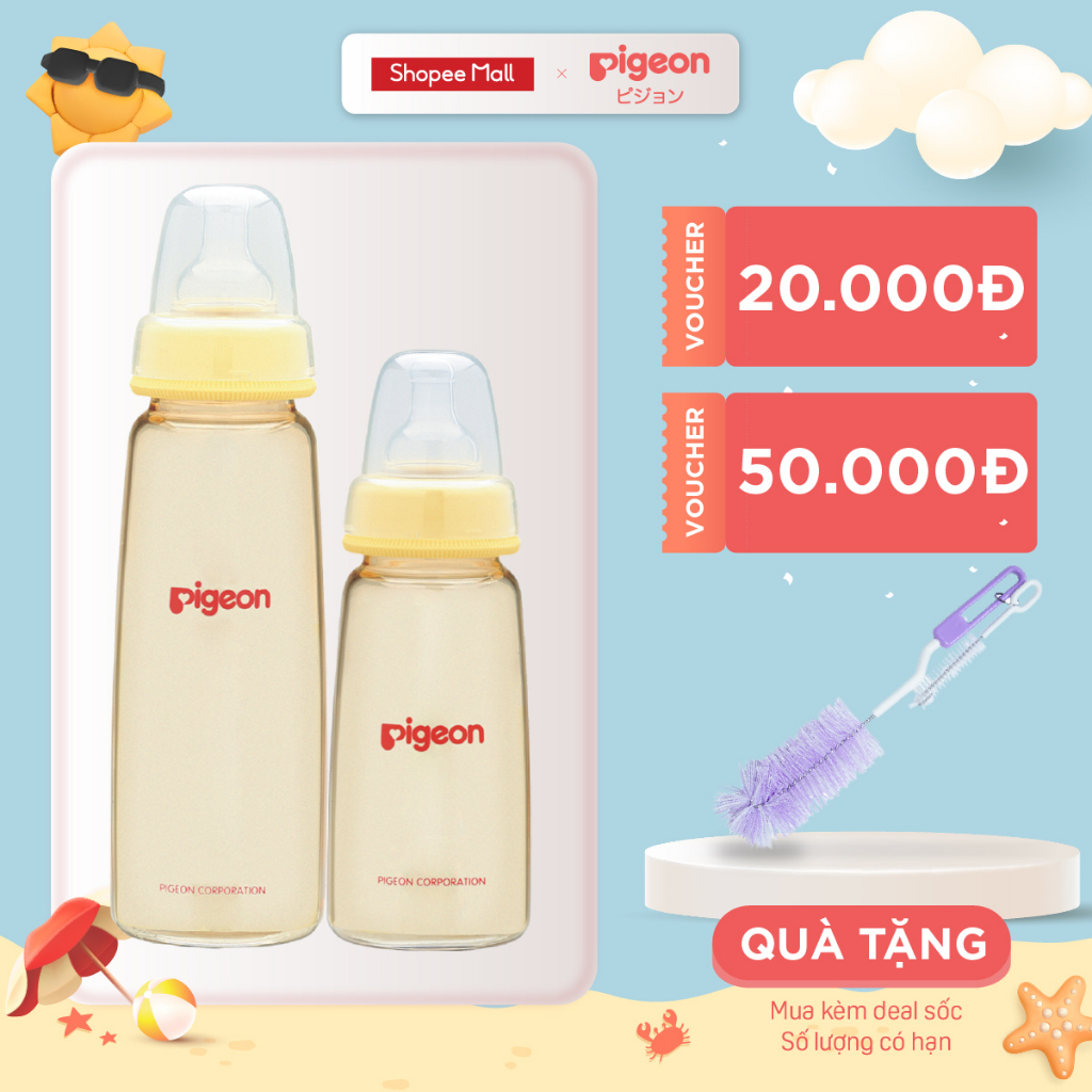 Bình sữa cổ hẹp PPSU Pigeon 160ml/ 240ml