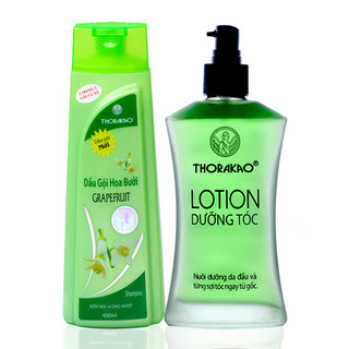 Combo Lotion dưỡng tóc Thorakao 120ml & Dầu gội hoa bưởi 400ml Thorakao kích mọc tóc, giảm rụng tóc