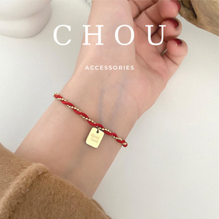 Vòng tay, lắc tay titan chỉ đỏ good luck | chou accessories |