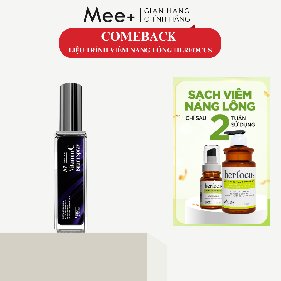 Xịt Bikini khử mùi giảm thâm vùng kín, xịt thơm Bikini Vitamin C API, xịt thơm và kháng khuẩn, nước hoa vùng kín 20ml