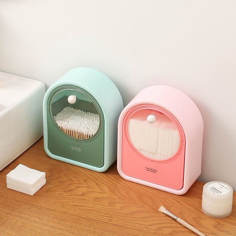 Hộp nhựa 20cm đựng bông tẩy trang - tủ nhựa mini dán tường đựng mỹ phẩm