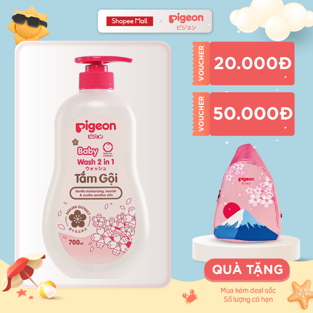 Tắm Gội Dịu Nhẹ 2in1 Sakura Pigeon 700ml (MẪU MỚI)