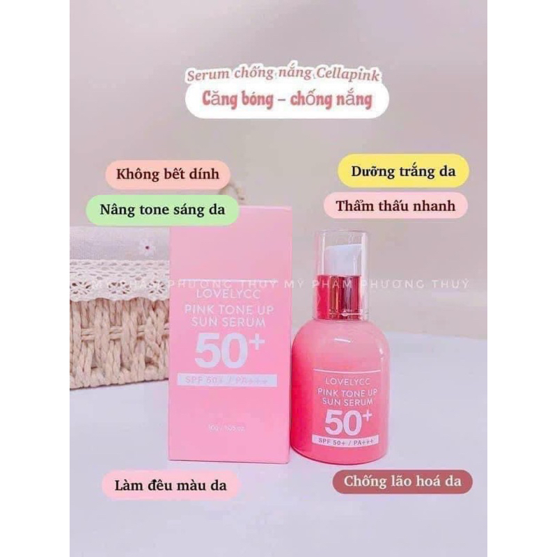 SERUM DƯỠNG TRẮNG CĂNG BÓNG NÂNG TONE DA CELLAPY LOVELYCC PINK TONE UP AMPOULE