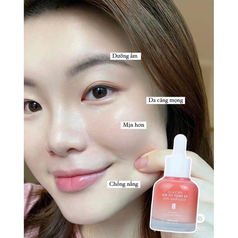 Tinh chất chống nắng dưỡng trắng nâng tone Feelxo Glacier Air- Fit Tone Up Sun Ampoule SPF50+/PA+++ 30ML