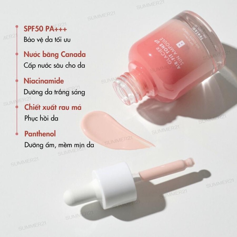 Tinh chất chống nắng dưỡng trắng nâng tone Feelxo Glacier Air- Fit Tone Up Sun Ampoule SPF50+/PA+++ 30ML