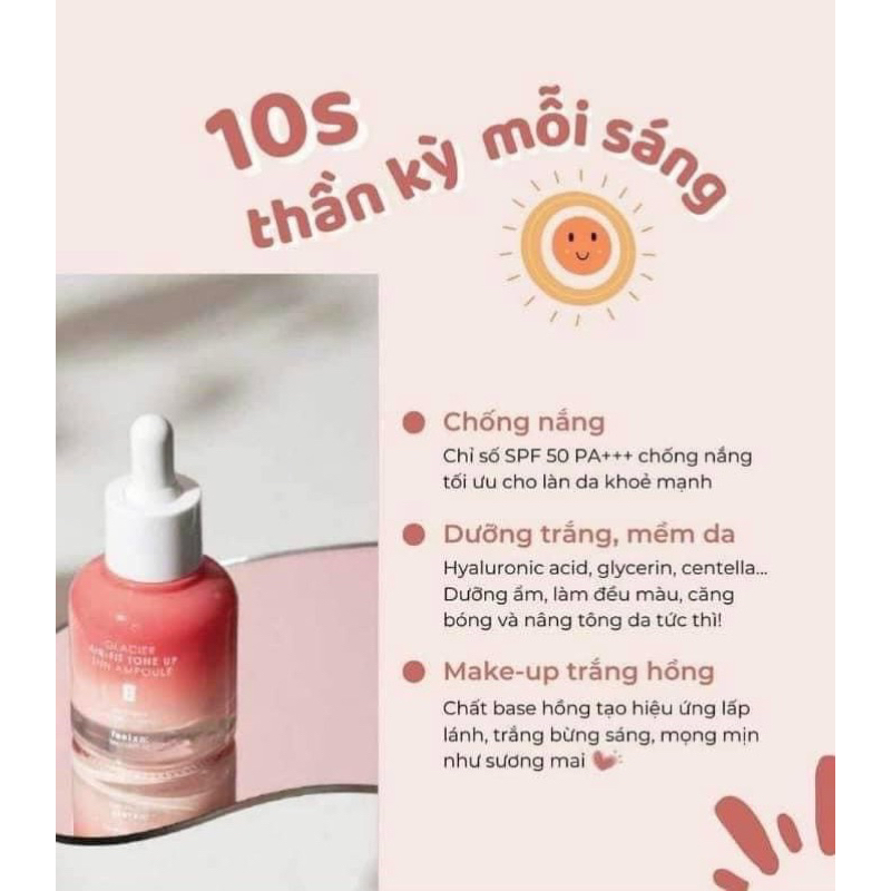 Tinh chất chống nắng dưỡng trắng nâng tone Feelxo Glacier Air- Fit Tone Up Sun Ampoule SPF50+/PA+++ 30ML