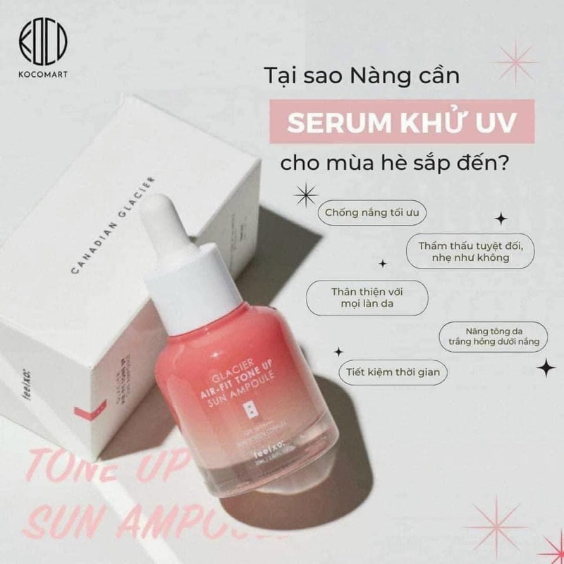 Tinh chất chống nắng dưỡng trắng nâng tone Feelxo Glacier Air- Fit Tone Up Sun Ampoule SPF50+/PA+++ 30ML