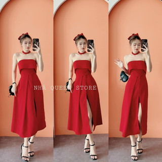 Đầm cúp ngực phối dây cổ xẻ tà dáng xòe có mút  & có lót quần, Váy đầm nữ mặc đi tiệc, chơi dạo phố T334 - Yado