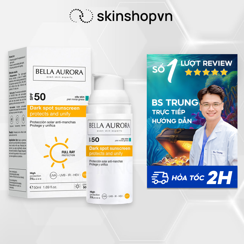 Kem Chống Nắng Cho Da Dầu Và Da Hỗn Hợp - Bella Aurora Dark Spot Sunscreen SPF50+ Combination-Oily Skin (50ml)