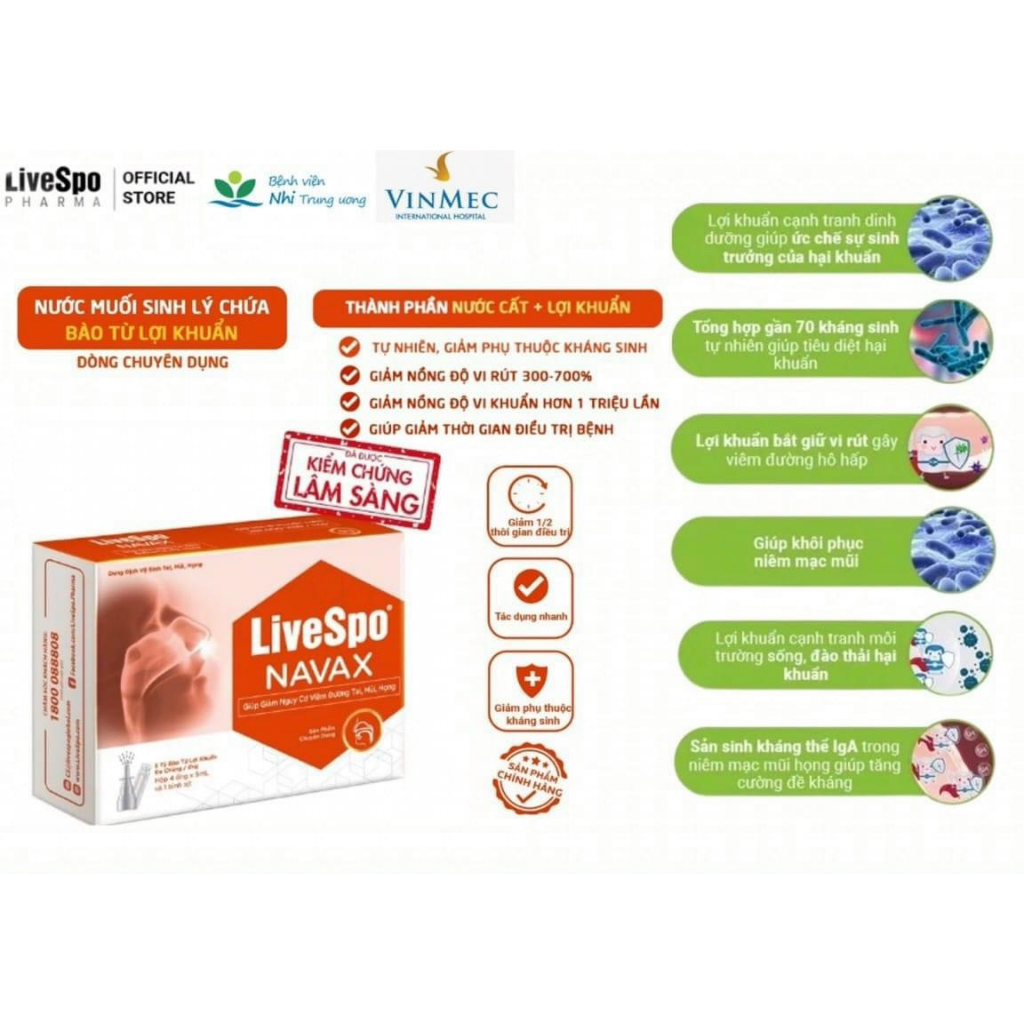 Livespo Navax - Xịt bào tử lợi khuẩn giúp tăng đề kháng đường hô hấp cho cả gia đình