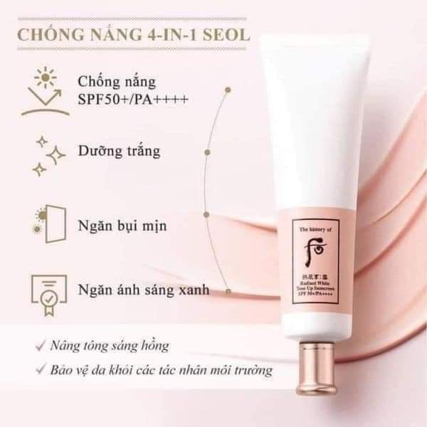 Set kem chống nắng nâng tone whoo trắng - Whoo Radiant White Tone Up Sunscreen spf50/pa++++ Date 2025