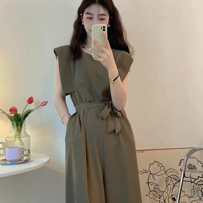 Bộ jum quần dài tay hến kèm dây buộc sang chảnh