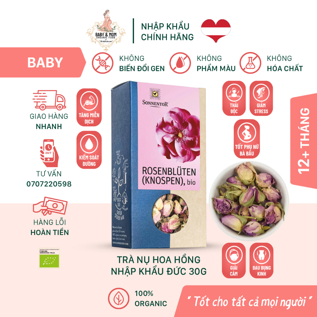 Trà nụ hoa hồng hữu cơ 30g Sonnentor