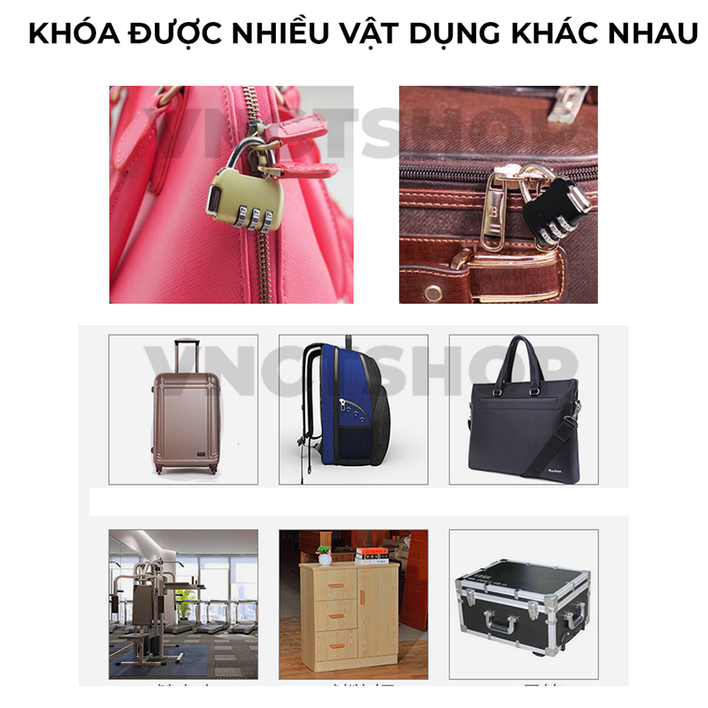 Ổ khóa mini vnctshop , khóa vali mật khẩu mã số cho balo hình túi xách nhỏ cute đi du lịch