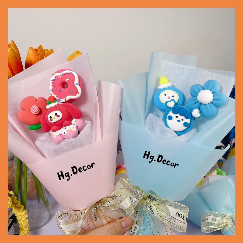 Bó Hoa đất set Nhật hình Hoa, Thú hoạt hình, Nhận bó theo yêu cầu riêng