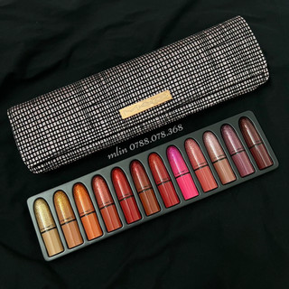 Set Son Mac Mini 12 Thỏi Limites Edition - Mac Taste Of Stardom Lipstick Minisize, Túi Đựng Mỹ Phẩm High End