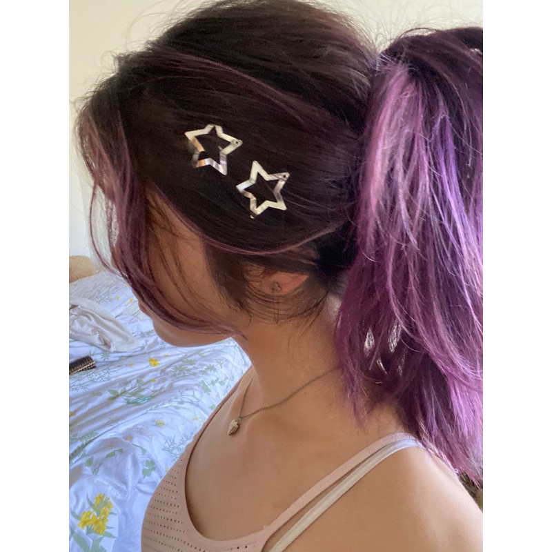 Mini star hairclips BẠC cute dễ thươngY2k Kẹp Tóc Ngôi Sao Năm Cánh Bằng Kim Loại Màu Bạc Cho Bạn Gái