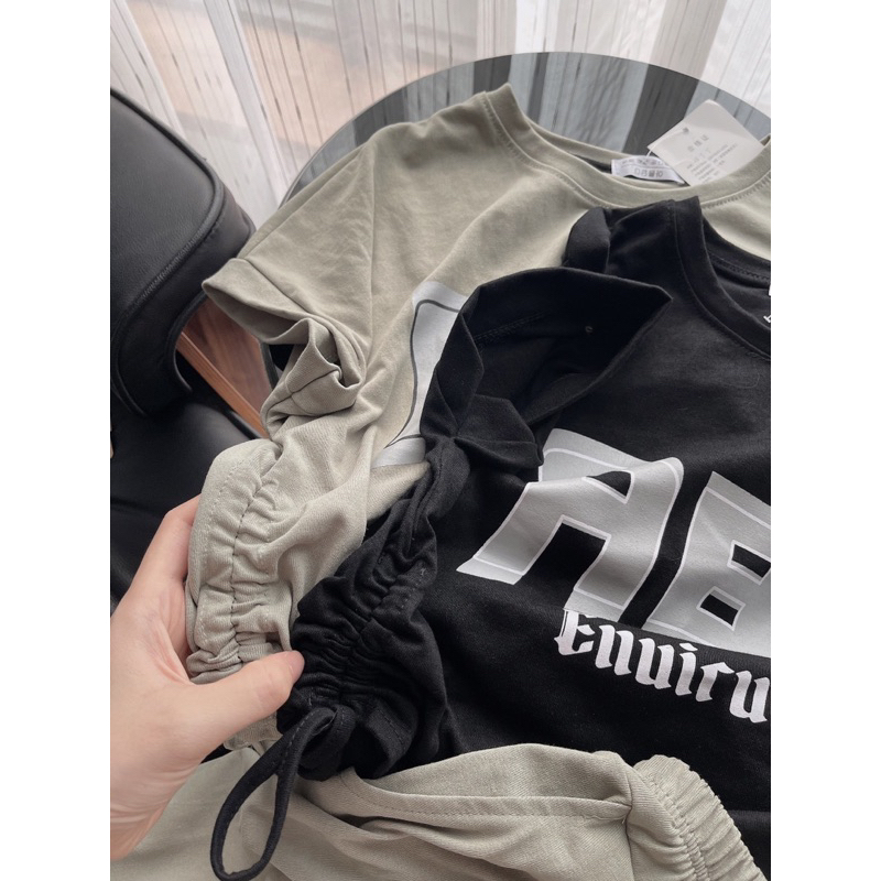 SET BỘ ÁO RÚT CHỮ ABC MIX CHÂN VÁY - 2 MÀU