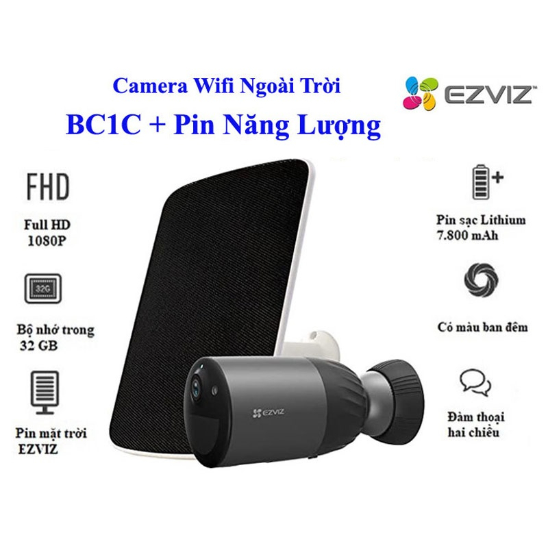Camera Wifi Ezviz Dùng Pin Sạc Ezviz CB8 3MP, BC1C, CB3, BC2, BM1 Trong Trẻ - hàng chính hãng