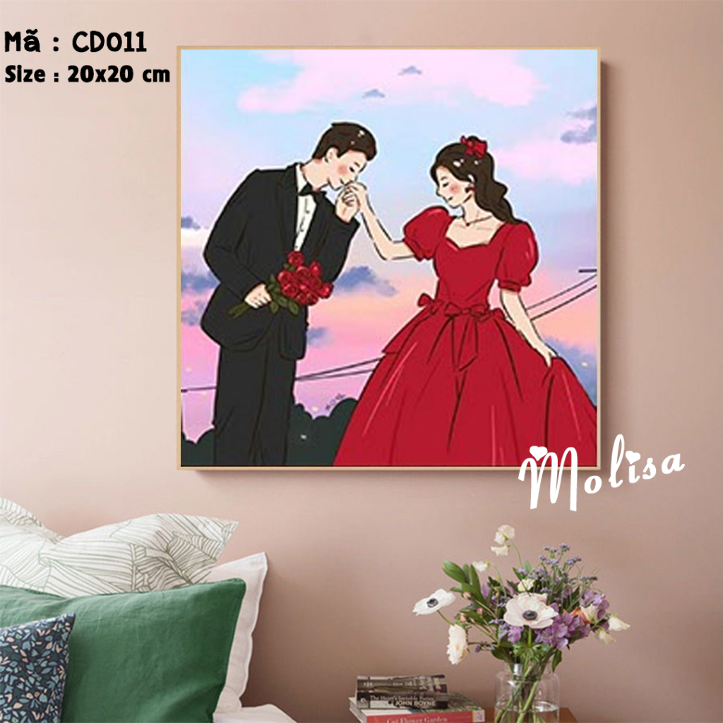 Tranh Tô Màu Số Hóa COUPLE   Size 20x20