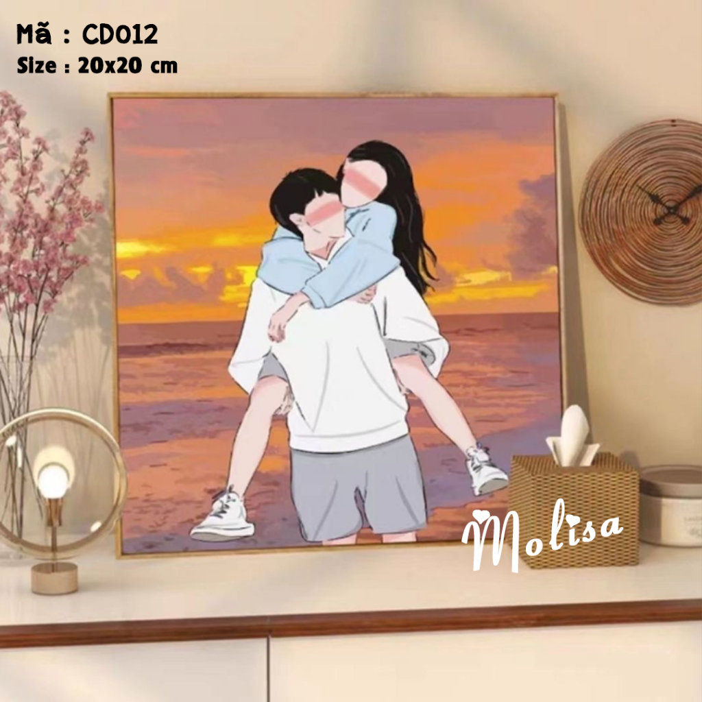 Tranh Tô Màu Số Hóa COUPLE   Size 20x20