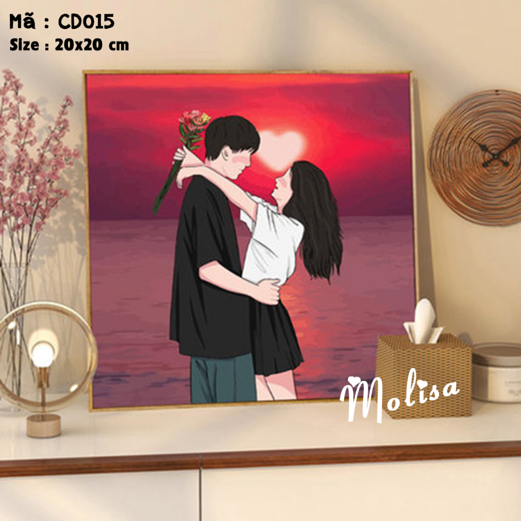 Tranh Tô Màu Số Hóa COUPLE   Size 20x20
