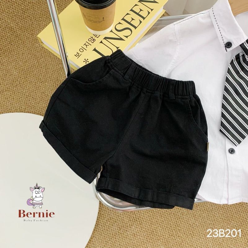 _Bộ sơ mi đính tag kèm cà vạt kẻ cho bé 9 đến 23kg