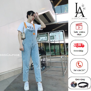 Yếm Jeans JEANSLA Xanh nhạt Form rộng dây quai cam Độc lạ mix đồ siêu xinh, cá tính trẻ trung, yếm nữ [#YJL1]