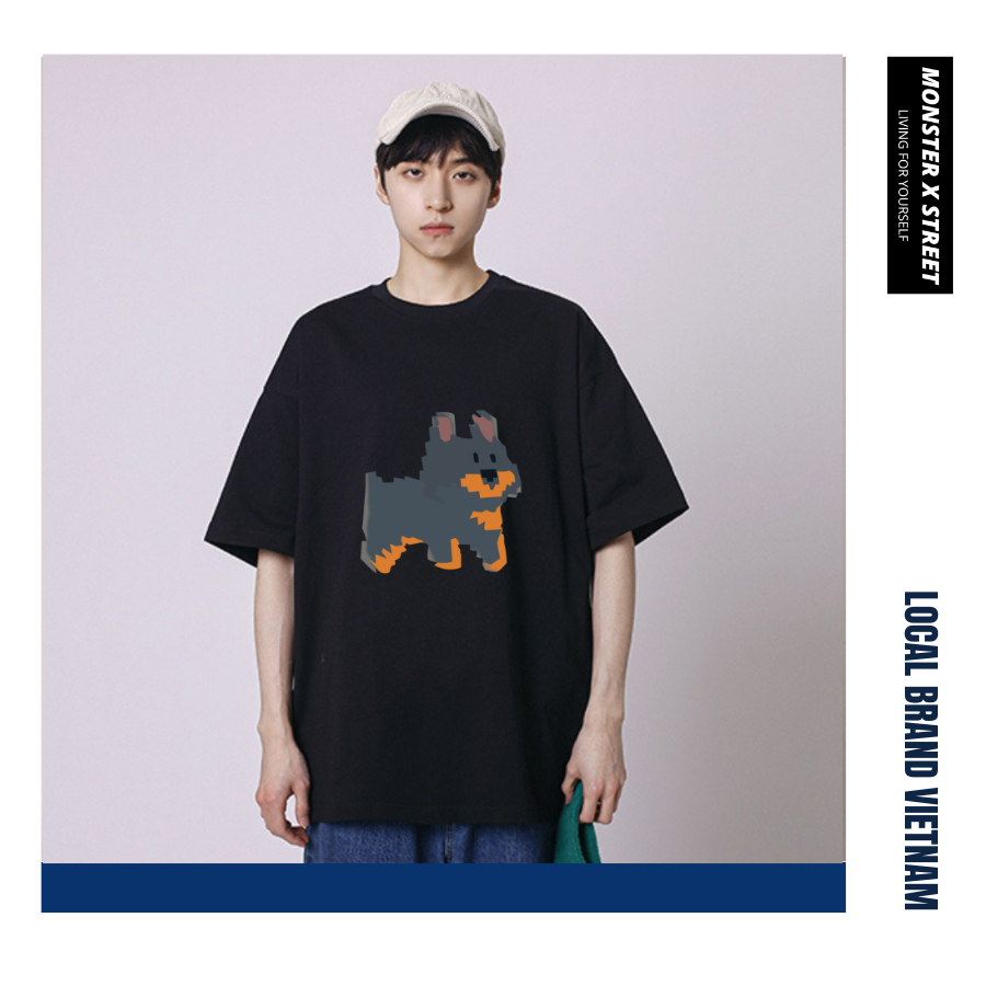 Áo thun unisex MONSTER X STREET Basic Dog phông tay lỡ nam nữ form rộng Local Brand