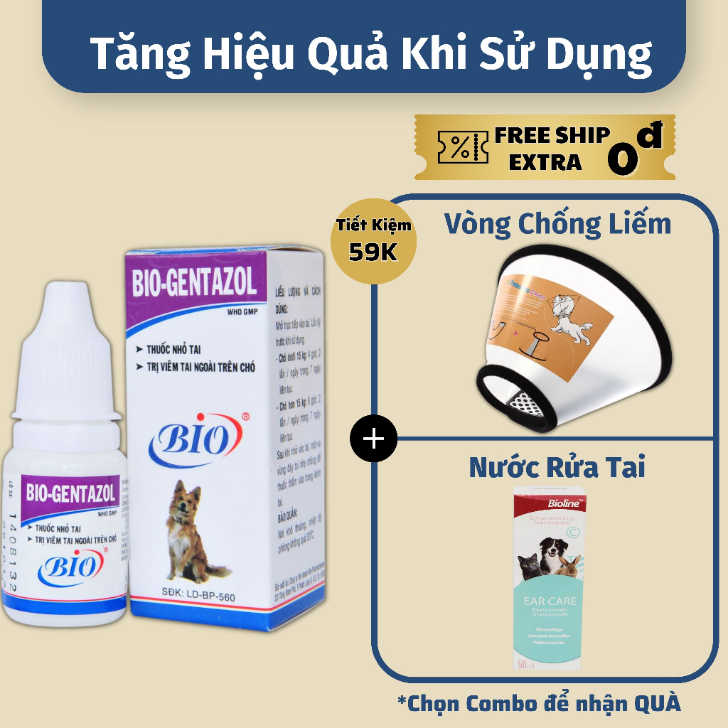 Lọ Nhỏ Tai Ngừa Viêm Tai BIO-GENTAZOL Hiệu Quả Dành Cho Chó Mèo TD