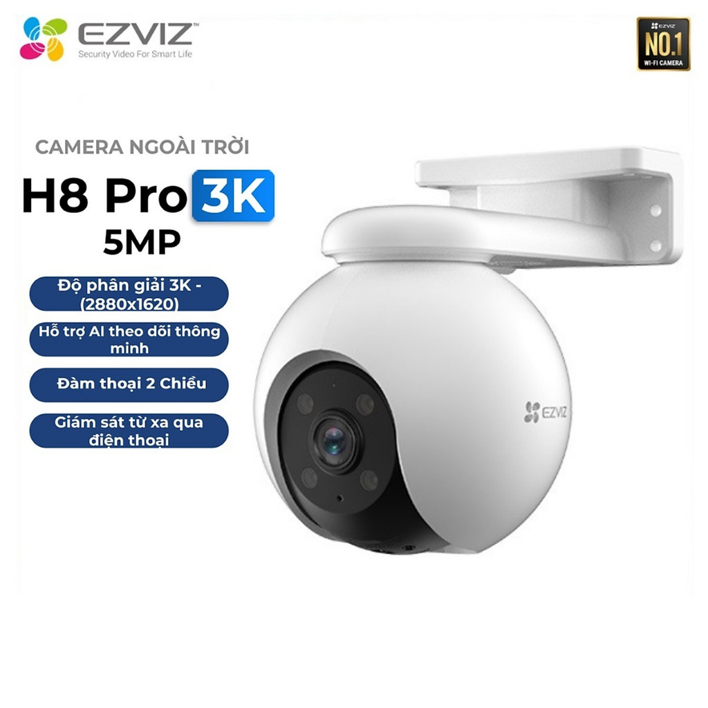 Camera Wifi PTZ Ngoài Trời Ezviz H8 Pro 5M 3K, C8PF, H8C, C8W xoay 360 độ, tích hợp AI - hàng chính hãng