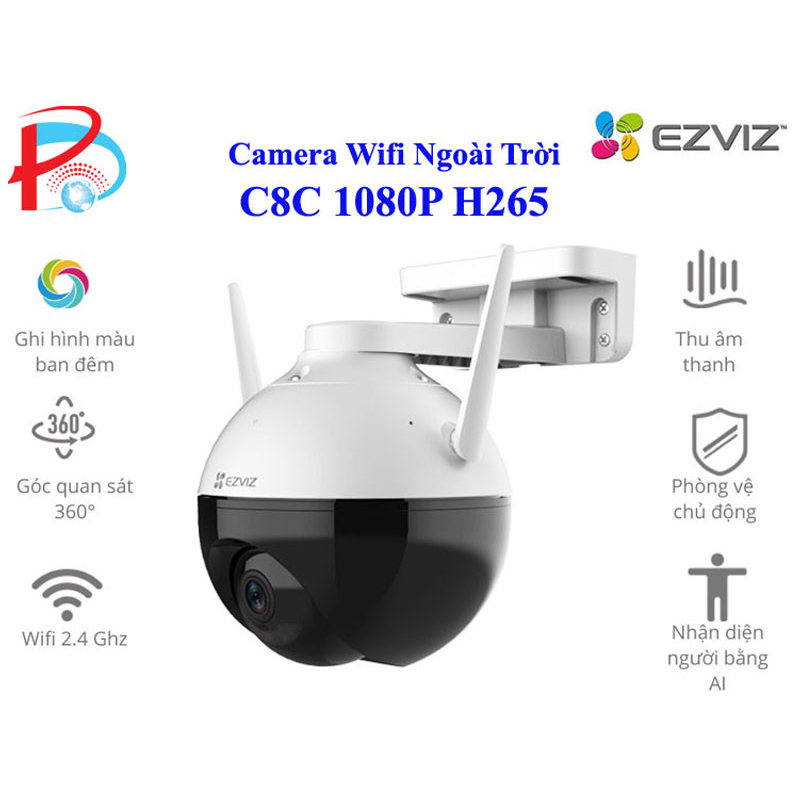 Camera Wifi PTZ Ngoài Trời Ezviz H8 Pro 5M 3K, C8PF, H8C, C8W xoay 360 độ, tích hợp AI - hàng chính hãng