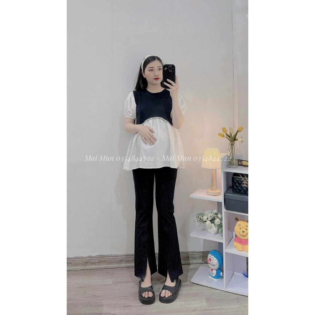 Áo bầu dấu quần kiểu dáng babydoll tiểu thư ulzzang - SM26 - Tkutrang