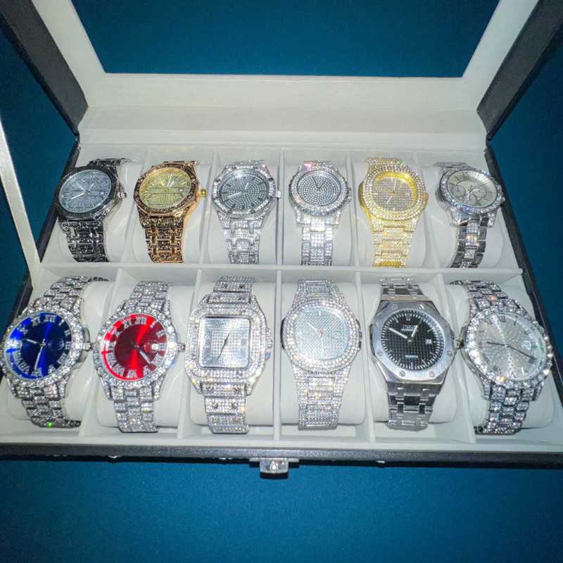 Đồng Hồ Nam Đính Đá Cuban Cao Cấp Nhiều Mẫu