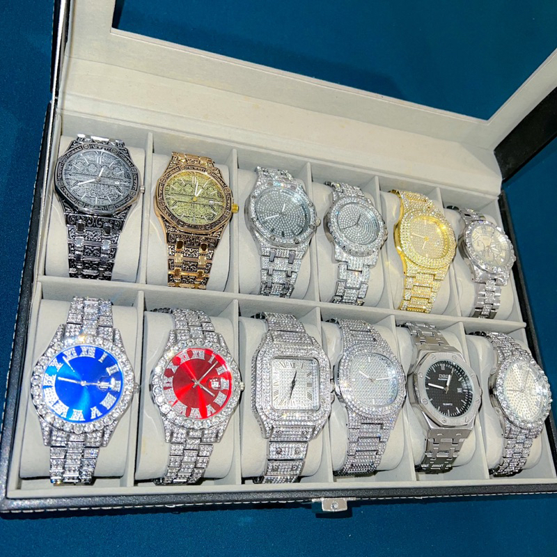 Đồng Hồ Nam Đính Đá Cuban Cao Cấp Nhiều Mẫu