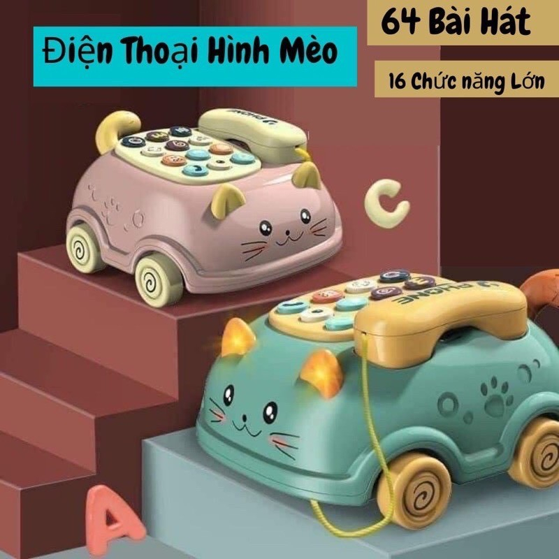 ( Rẻ Vô Địch ) Điện Thoại Đồ Chơi Ô Tô Phát Nhạc 16 Chức Năng - 64 Bài Hát Cho Bé